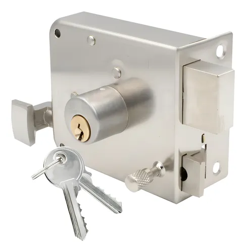 [D1 6760] Cerradura Sobreponer Dexter Acero Cromado Derecha/Izquierda Puerta